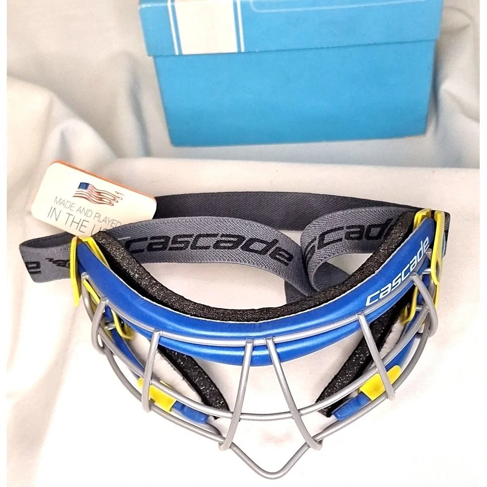 New Cascade Iris Adult Lacrosse Face Mask Adjustable Straps Goggles Blue Yellow